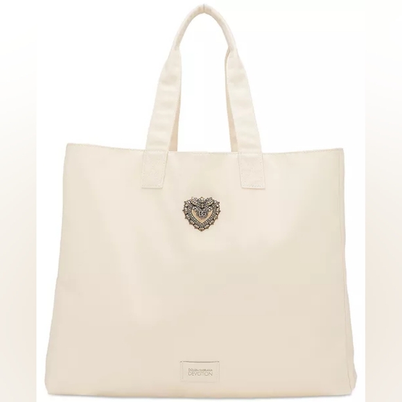 New Dolce & Gabanna Fragrance Cream Tote Bag with Gold Emblem - Picture 1 of 3